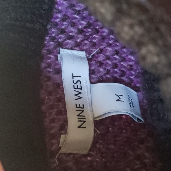 Nine West Purple Plaid Mock Neck Fuzzy Sweater - Picture 5 of 5